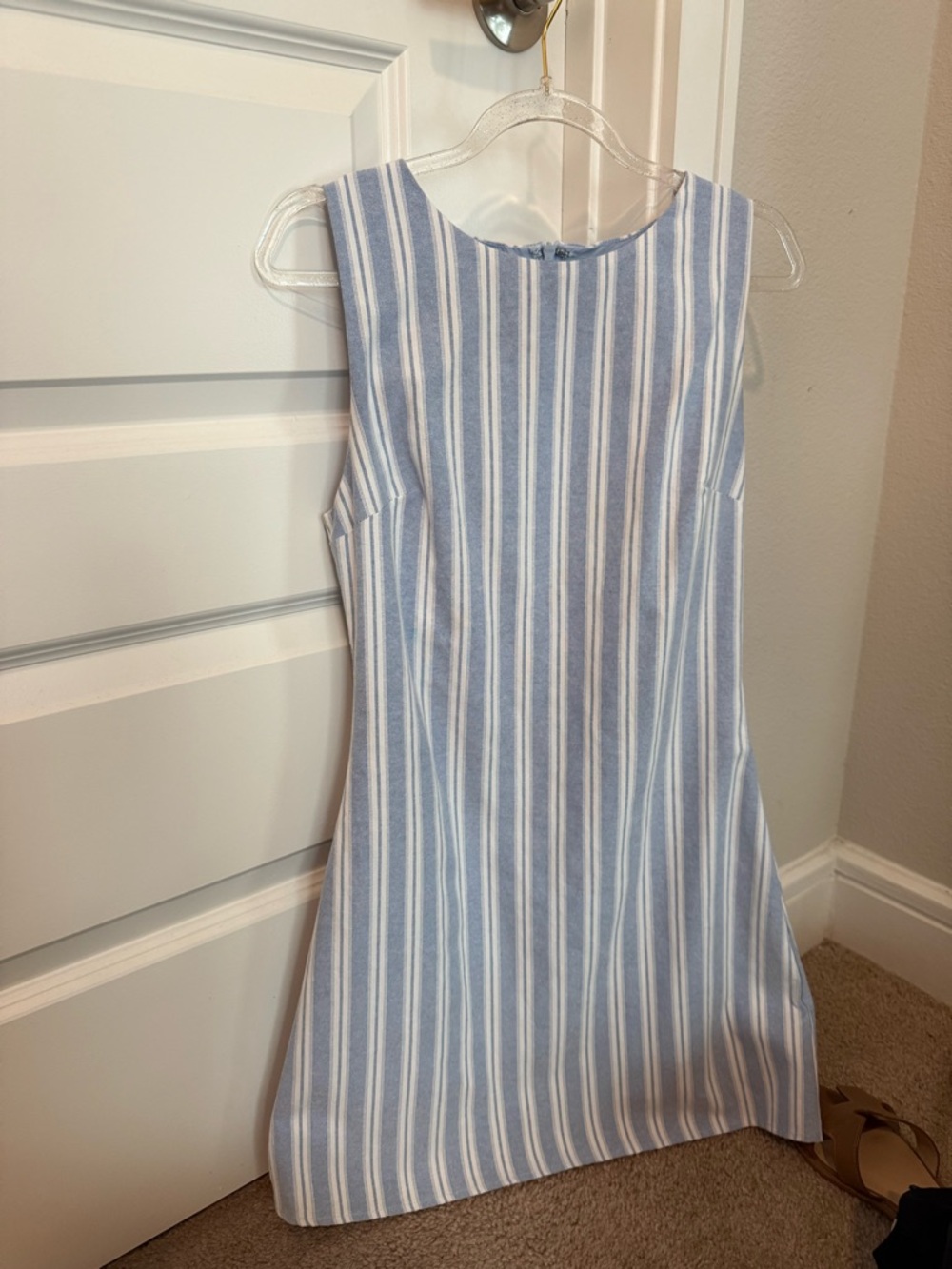 Blue and White Striped Mini Dress